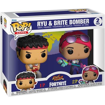 Blister 2 Figuras POP Fortnite Street Fighter Ryu & Brite Bomber