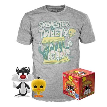 Set figura POP & Tee Looney Tunes Sylvestre and Tweety Flocked Exclusive